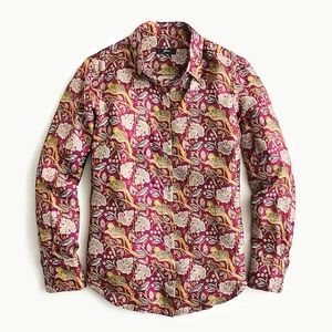 J Crew Collection Silk Twill Shirt in Jungle Cat Print